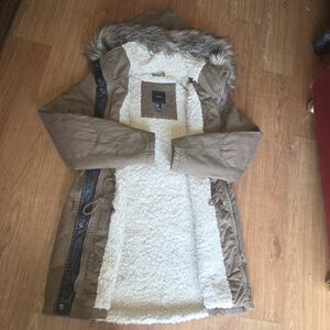 Forever 21 Brown Sherpa-Lined Faux-Fur Hooded Parka